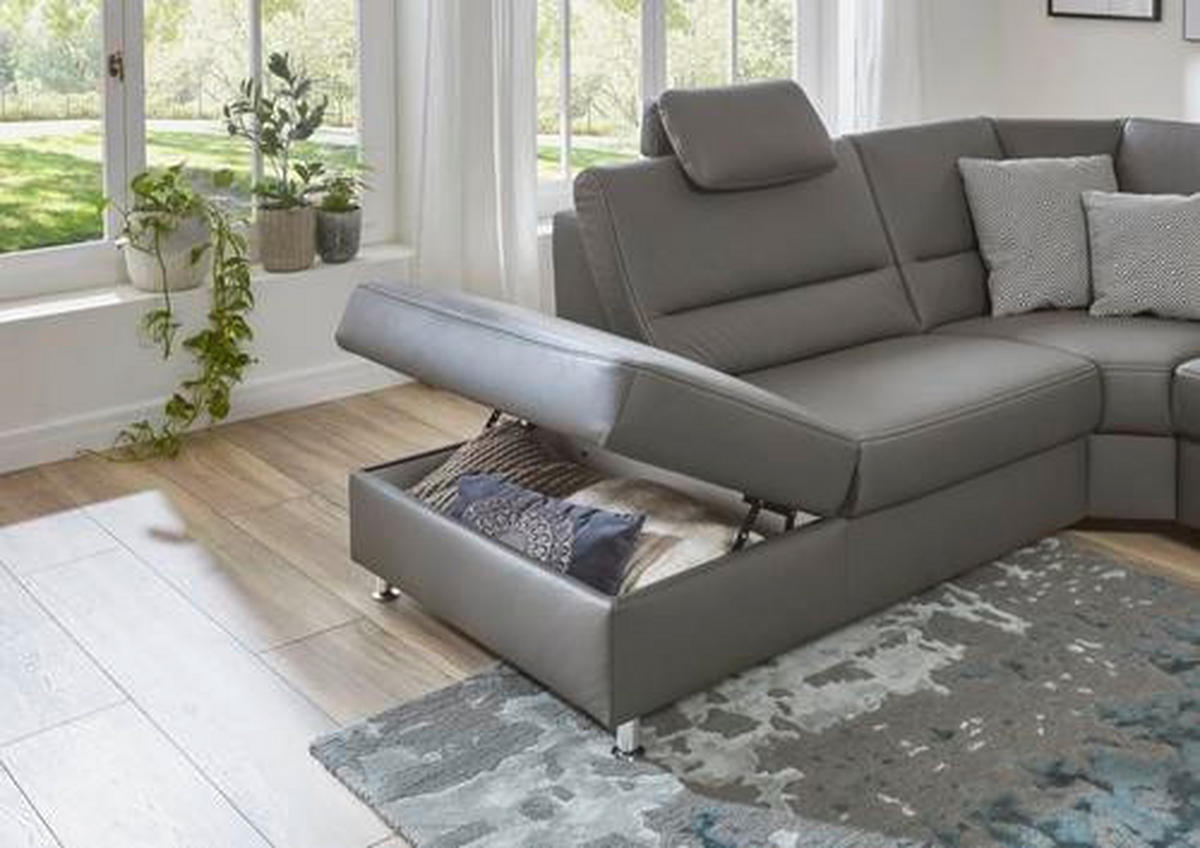 HÖRNSOFFA i äkta läder grå  - beige/ljusgrå, Design, metall/läder (249/288cm) - Beldomo Premium