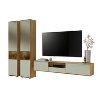 WOHNWAND  in Eichefarben, Schilfgrün  315/215/40 cm  - Schilfgrün/Eichefarben, KONVENTIONELL, Glas/Holzwerkstoff (315/215/40cm) - Venda