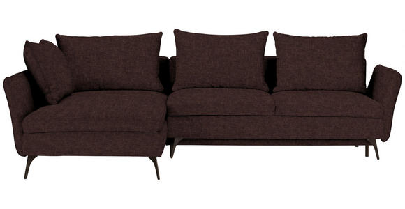 ECKSOFA in Webstoff Braun 182/282 cm - Schwarz/Braun, MODERN, Textil/Metall (182/282cm) - Carryhome