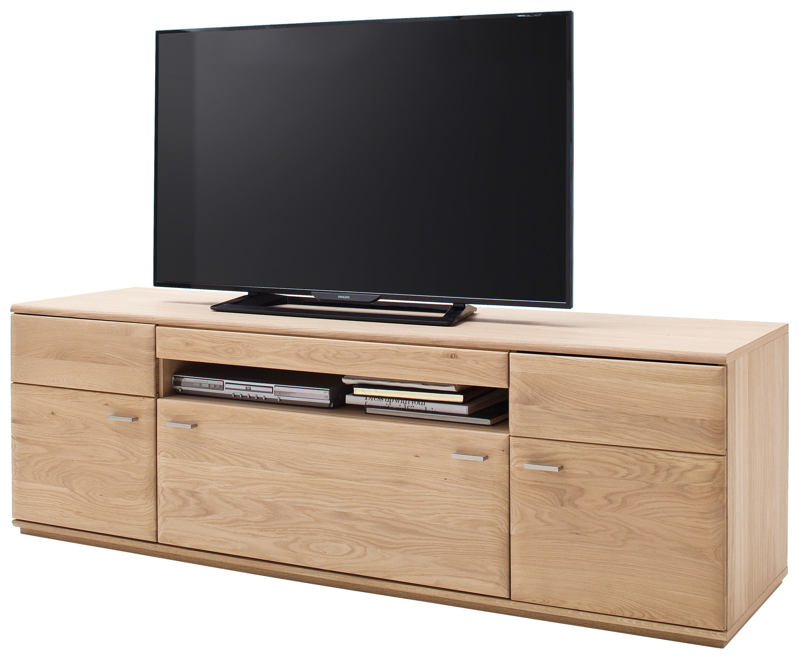 TV-ELEMENT - Eichefarben/Nickelfarben, Design, Holz/Holzwerkstoff (180/58/50cm) - Livetastic