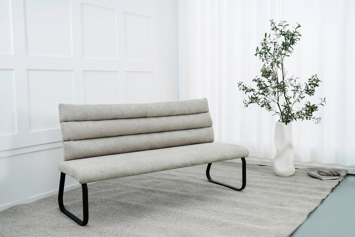 SITZBANK 180/94,5/70 cm Webstoff Taupe  - Taupe/Schwarz, Design, Textil/Metall (180/94,5/70cm) - Novel