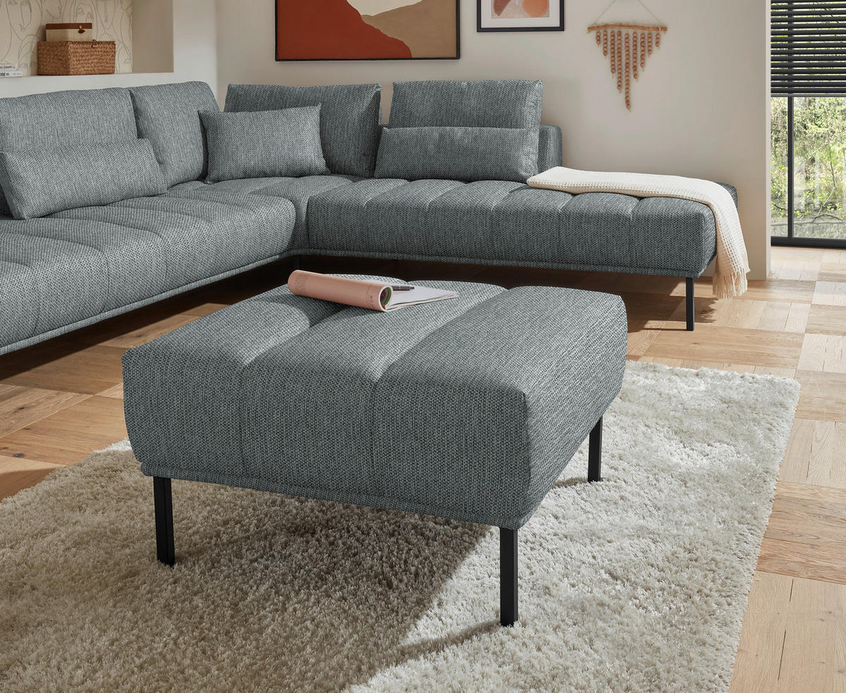 ECKSOFA  in Flachgewebe Grau  308/270 cm  - Schwarz/Grau, Design, Textil/Metall (308/270cm) - Pure Home Lifestyle