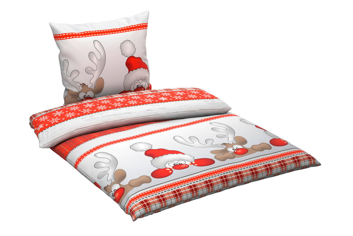 BETTWÄSCHE Flanell 135/200 cm  - Rot/Grau, Textil (135/200cm) - Esposa