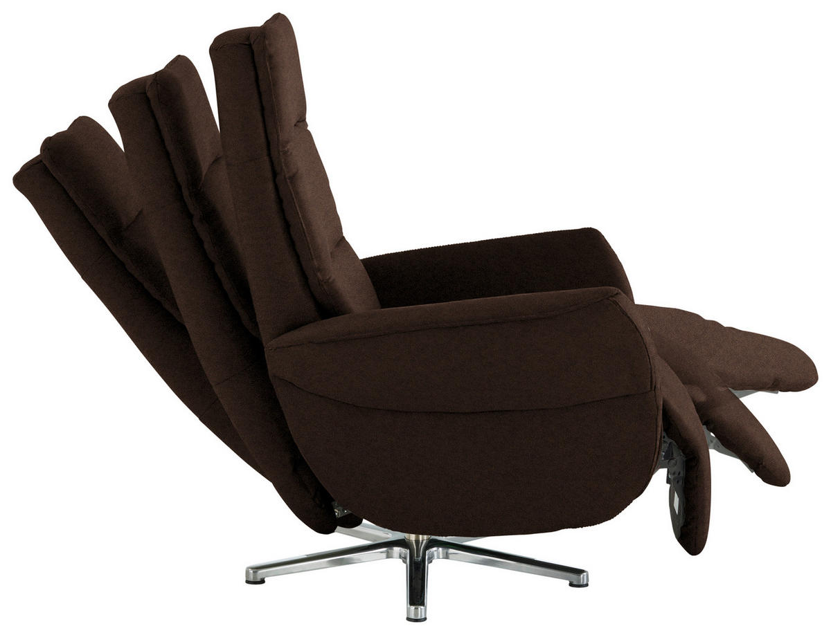 RELAXSESSEL Textil Dunkelbraun  - Chromfarben/Dunkelbraun, Design, Textil/Metall (78/113/83cm) - Beldomo Speed