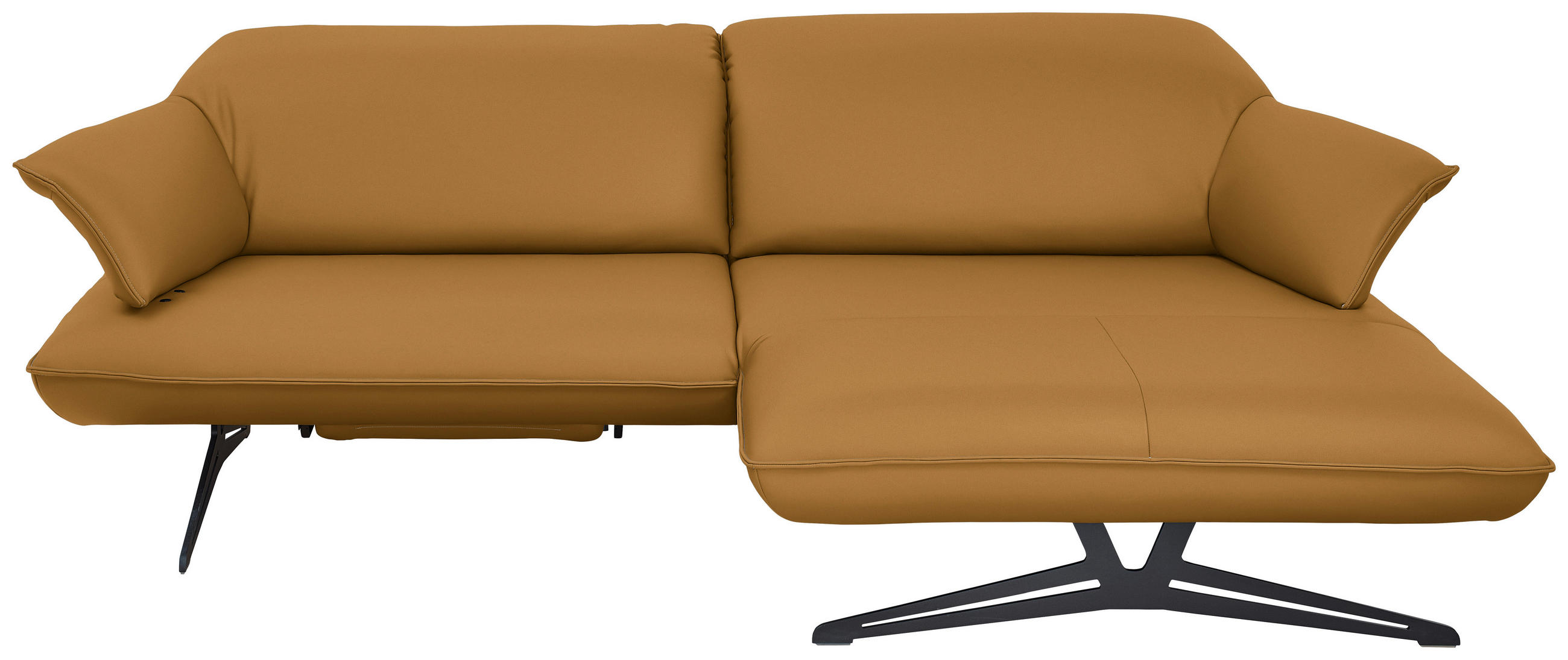 ECKSOFA in Echtleder Bernsteinfarben  252/169 cm  - Beige/Bernsteinfarben, Design, Leder/Metall (252/169cm) - Koinor