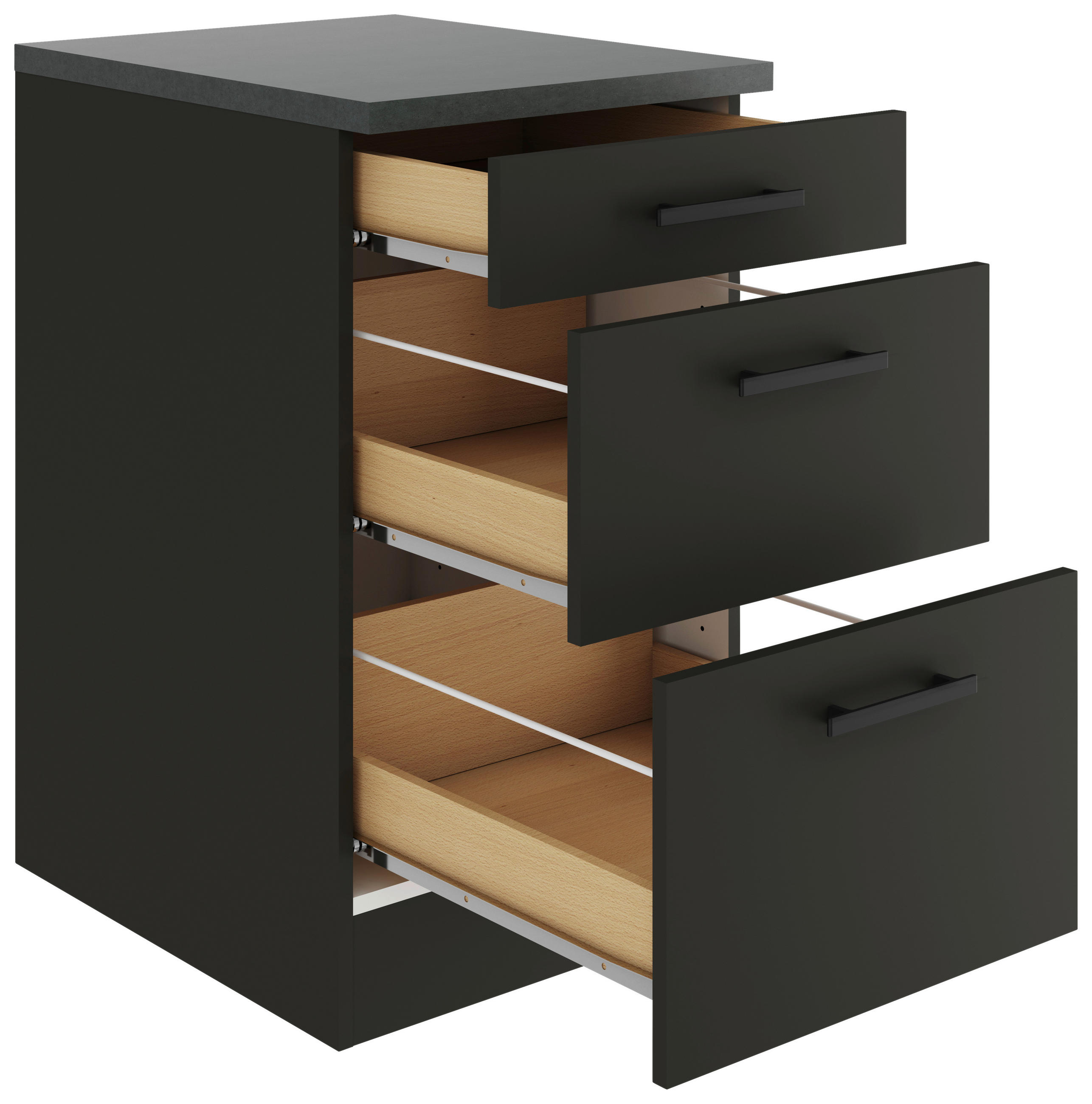 KÜCHENUNTERSCHRANK 50/84,8/60 cm  in Anthrazit  - Anthrazit/Buchefarben, Basics, Holzwerkstoff/Metall (50/84,8/60cm) - Optifit