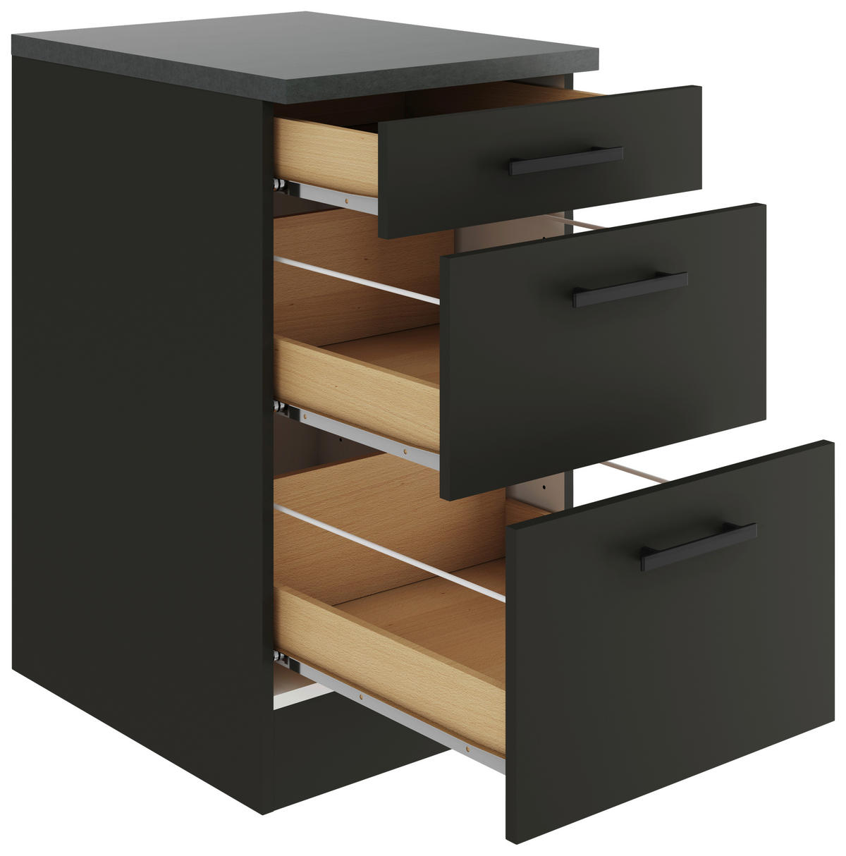 KÜCHENUNTERSCHRANK 50/84,8/60 cm  in Anthrazit  - Anthrazit/Buchefarben, Basics, Holzwerkstoff/Metall (50/84,8/60cm) - Optifit