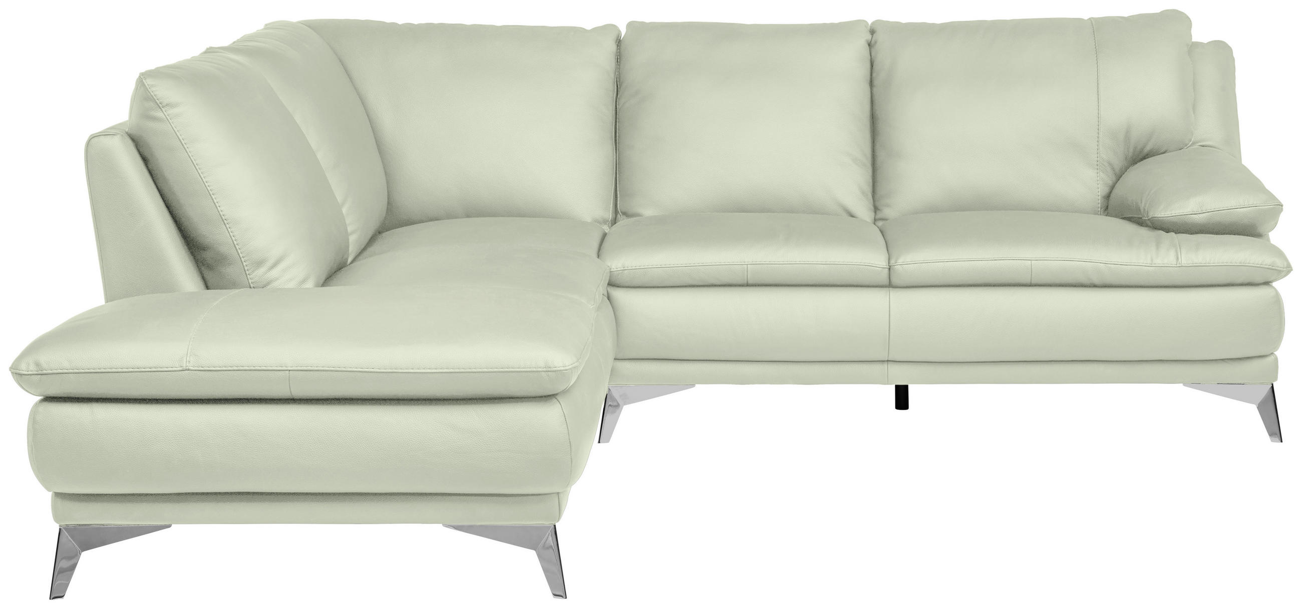 ECKSOFA Weiß Echtleder  - Chromfarben/Weiß, Design, Leder/Metall (224/252cm) - Novel