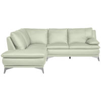 ECKSOFA Weiß Echtleder  - Chromfarben/Weiß, Design, Leder/Metall (224/252cm) - Novel