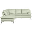 ECKSOFA Weiß Echtleder  - Chromfarben/Weiß, Design, Leder/Metall (224/252cm) - Novel