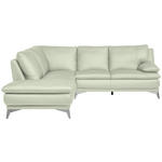ECKSOFA Weiß Echtleder  - Chromfarben/Weiß, Design, Leder/Metall (224/252cm) - Novel