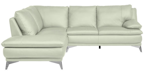 ECKSOFA Weiß Echtleder  - Chromfarben/Weiß, Design, Leder/Metall (224/252cm) - Novel