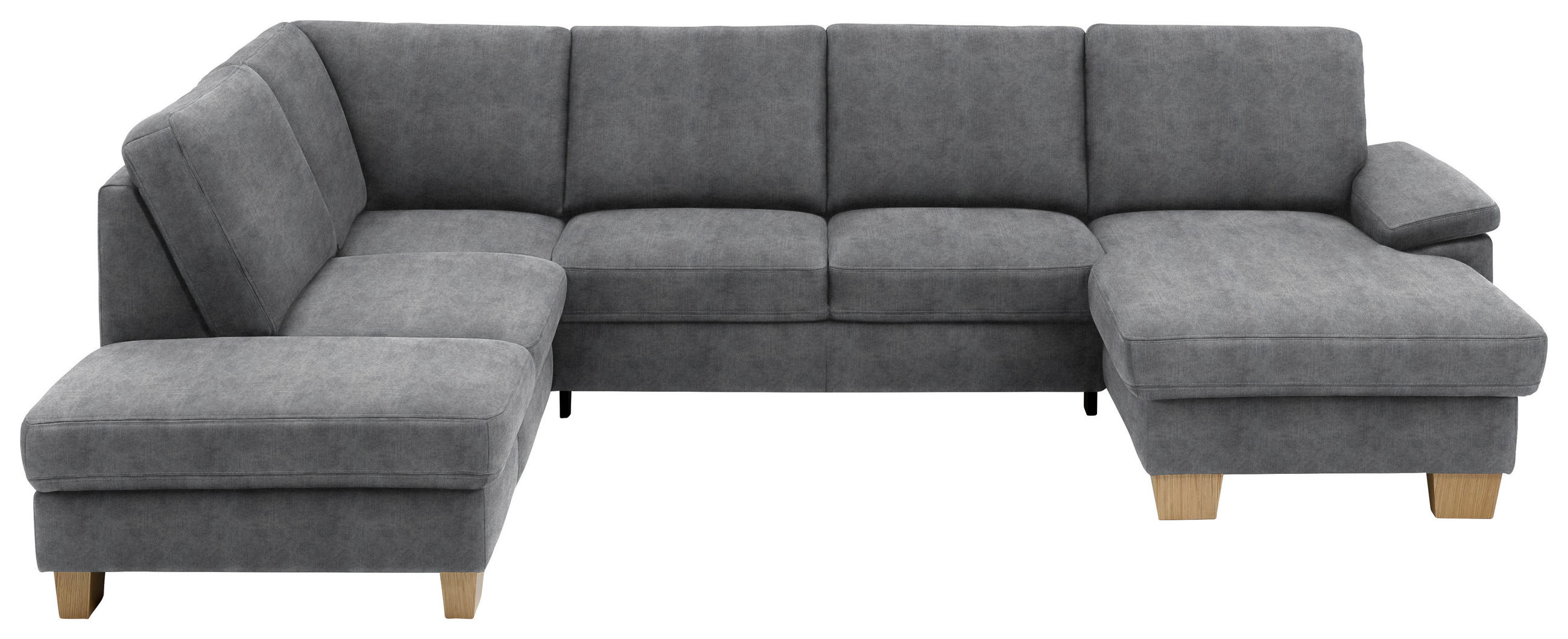 WOHNLANDSCHAFT in Velours Silberfarben  - Eichefarben/Silberfarben, Konventionell, Holz/Textil (235/316/167cm) - Beldomo System