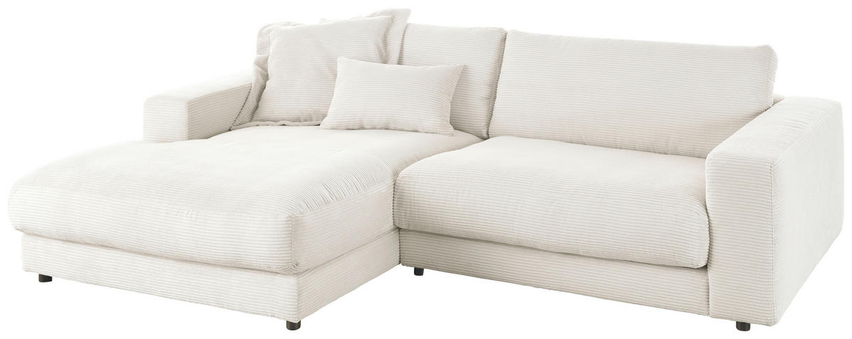 ECKSOFA in Cord Weiss  - Weiss/Schwarz, Design, Kunststoff/Textil (190/270cm) - Lomoco