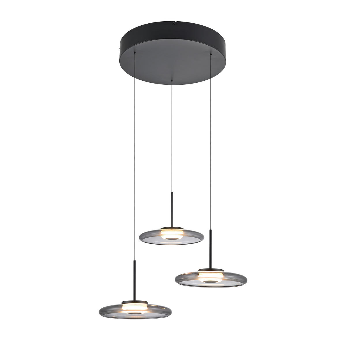 LED-HÄNGELEUCHTE Felis 57/60-180 cm   - Schwarz, Basics, Glas/Metall (57/60-180cm) - Novel