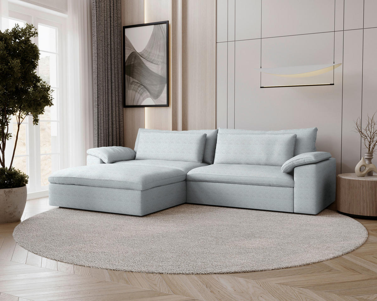 ECKSOFA  Chenille Grauweiss  - Schwarz/Grauweiss, Modern, Kunststoff/Textil (198/306cm) - Carryhome