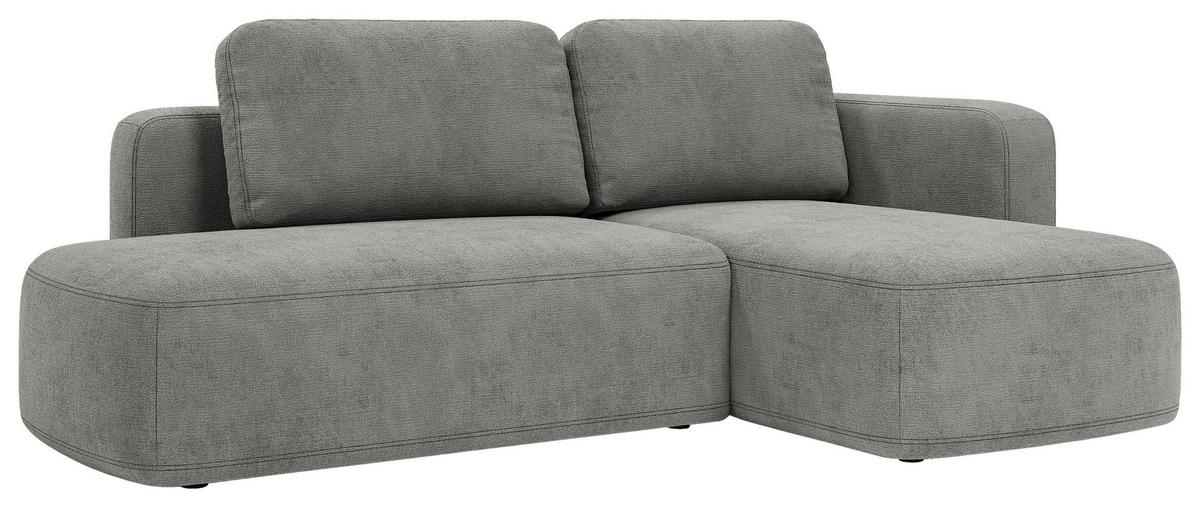 ECKSOFA Greige Chenille Rückenkissen, Bettkasten, Schlaffunktion, Rücken echt, Liegefläche im Originalstoff  - Greige/Schwarz, KONVENTIONELL, Kunststoff/Textil (244/160cm) - Milino