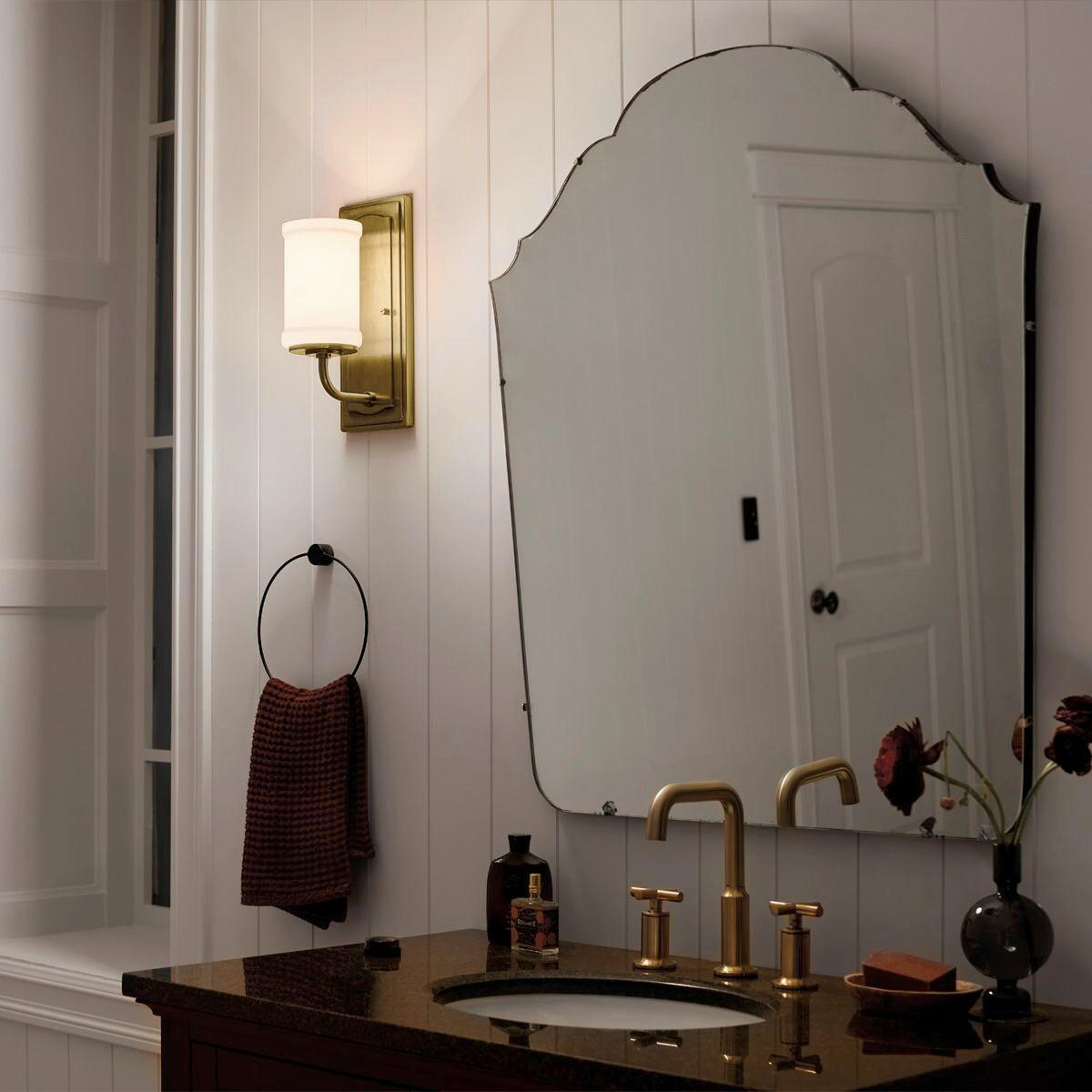 WANDLEUCHTE Kichler 30,5/12,7/15,9 cm  - Messingfarben, KONVENTIONELL, Glas/Metall (30,5/12,7/15,9cm) - Elstead Lighting