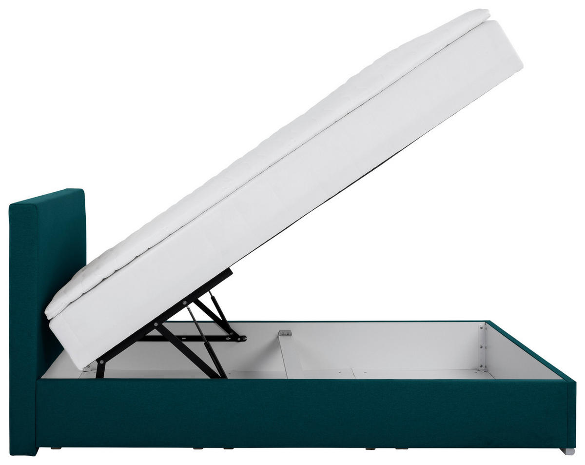 POLSTERBETT Bettkasten, Topper 120/200 cm  in Petrol  - Chromfarben/Petrol, KONVENTIONELL, Holz/Kunststoff (120/200cm) - MID.YOU
