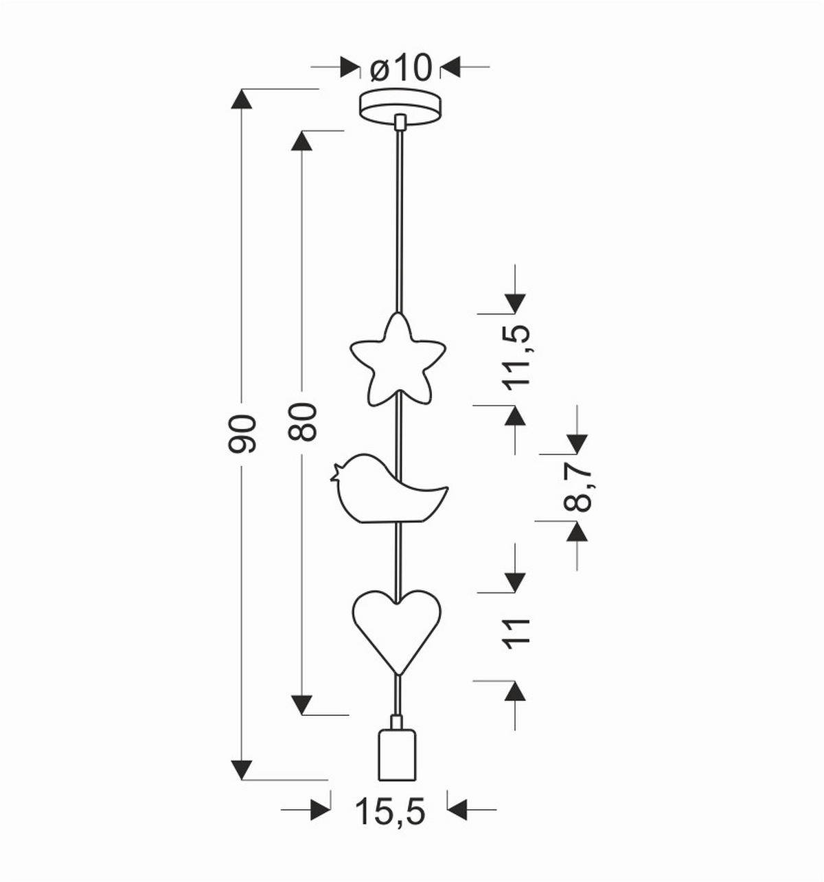 KINDERHÄNGELEUCHTE 15/10/90 cm   - Pink/Weiß, Basics, Holzwerkstoff/Metall (15/10/90cm)