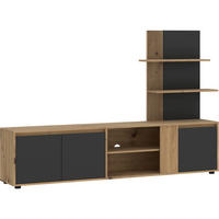 WOHNWAND 2-teilig  in Anthrazit, Eiche Artisan  202/133/40 cm  - Anthrazit/Eiche Artisan, Design, Holzwerkstoff (202/133/40cm) - Livetastic