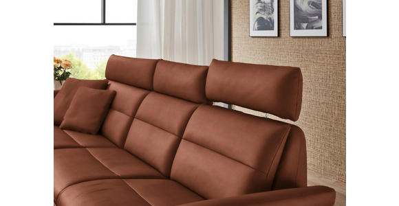 ECKSOFA in Echtleder Cognac  169/298 cm  - Cognac/Schwarz, Design, Leder/Metall (169/298cm) - Dieter Knoll