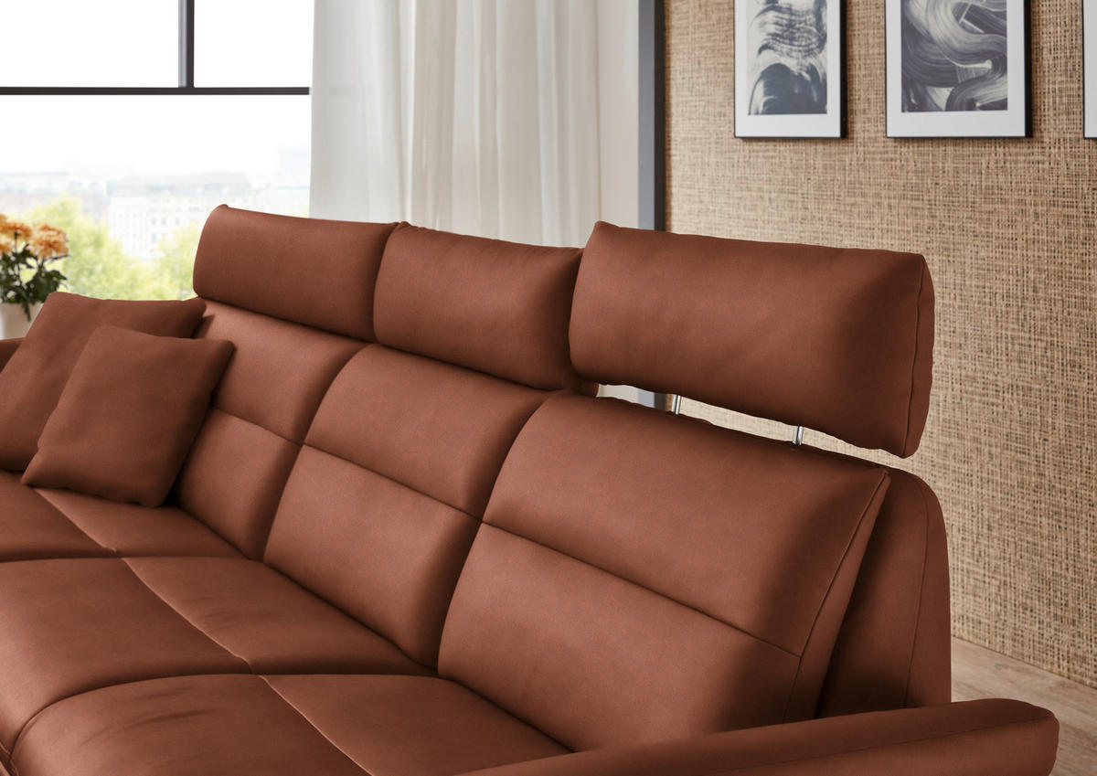 ECKSOFA in Echtleder Cognac  - Cognac/Schwarz, Design, Leder/Metall (169/298cm) - Dieter Knoll