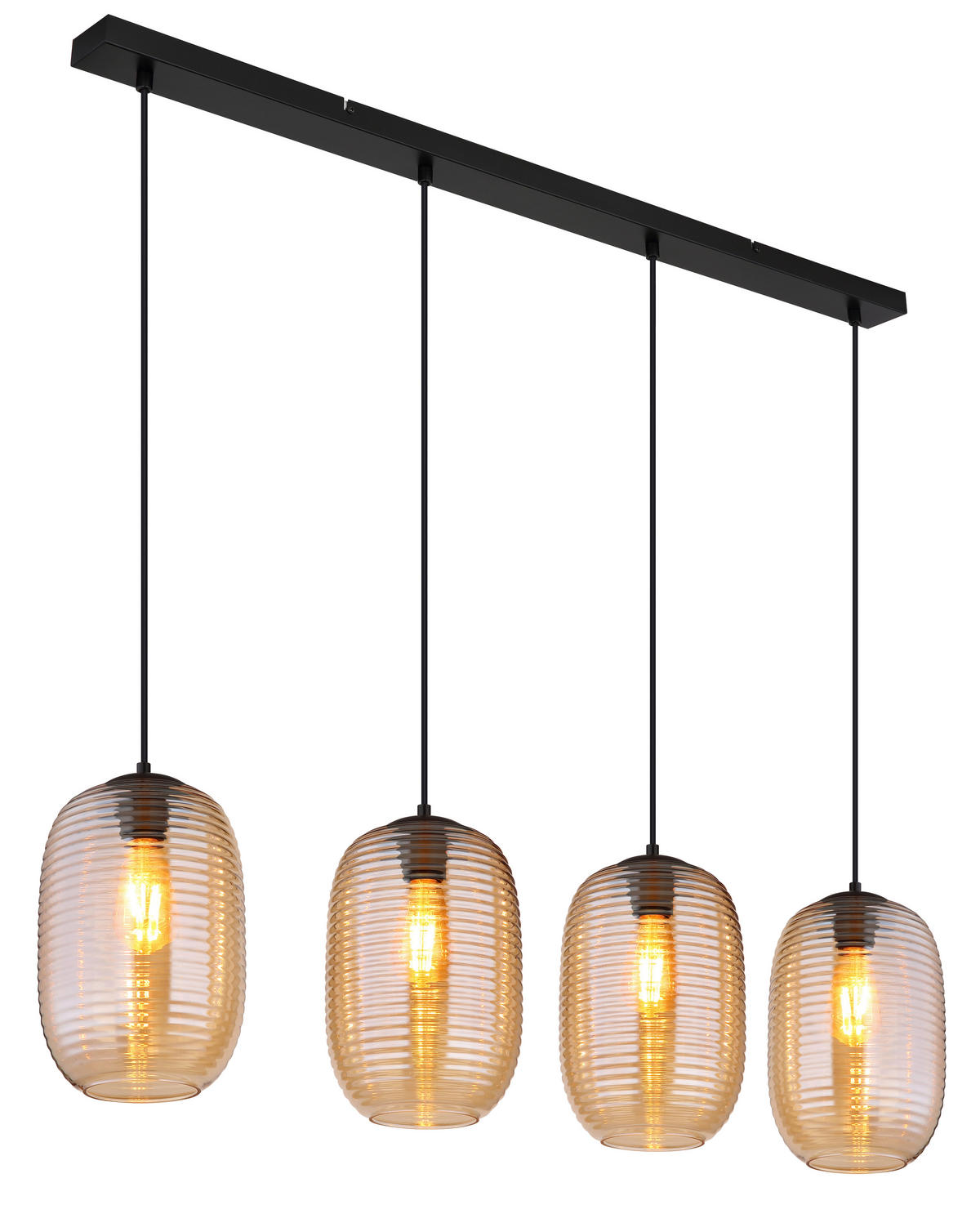 HÄNGELEUCHTE 109/20/120 cm    - Bernsteinfarben/Schwarz, Basics, Glas/Kunststoff (109/20/120cm) - Globo