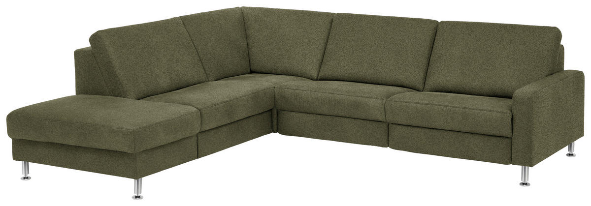 ECKSOFA in Mikrofaser Dunkelgrün  - Dunkelgrün/Alufarben, Design, Textil/Metall (242/275cm) - Dieter Knoll