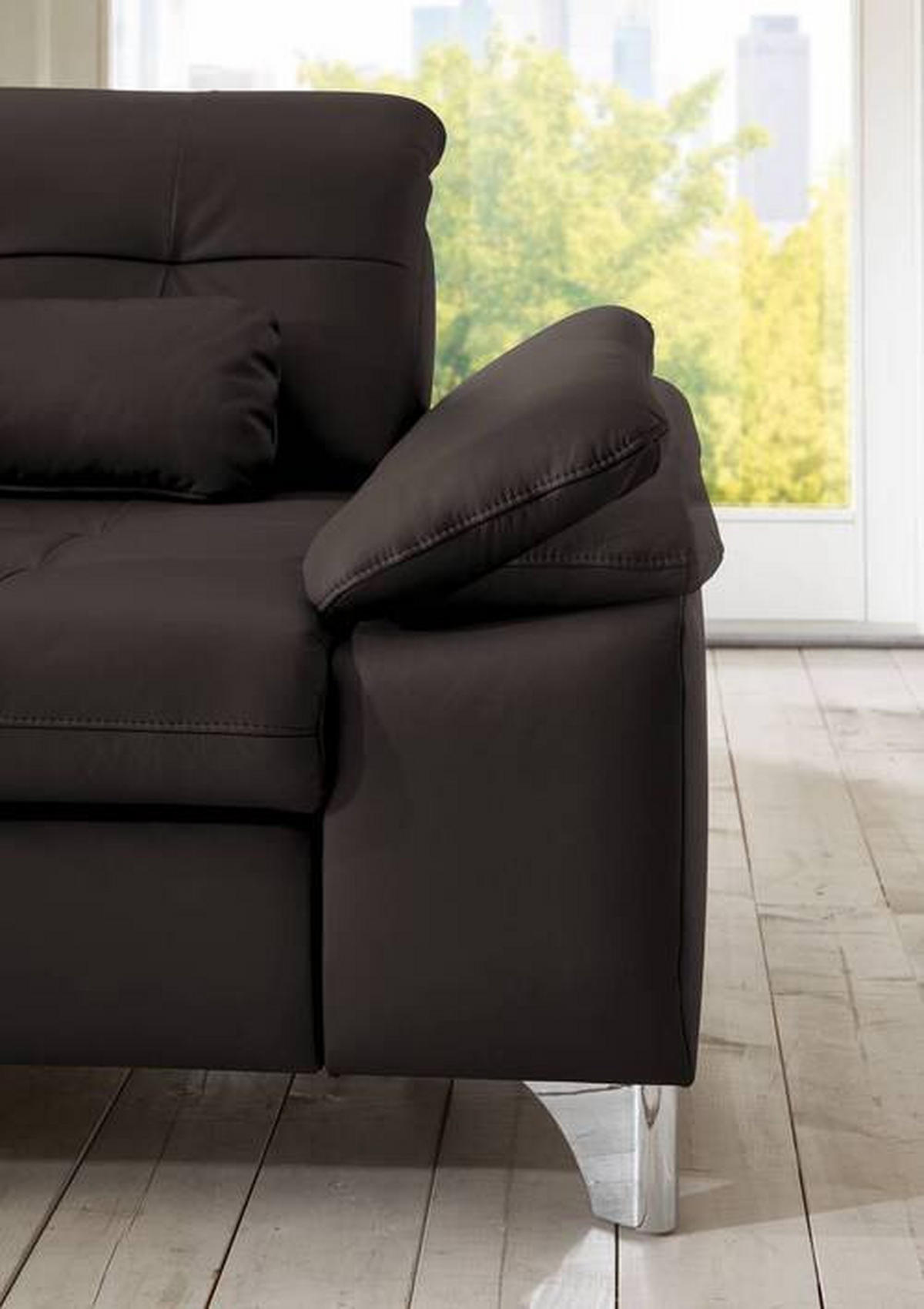 ECKSOFA in Echtleder Dunkelbraun  211/309 cm  - Dunkelbraun, Basics, Leder/Metall (211/309cm) - Beldomo Speed
