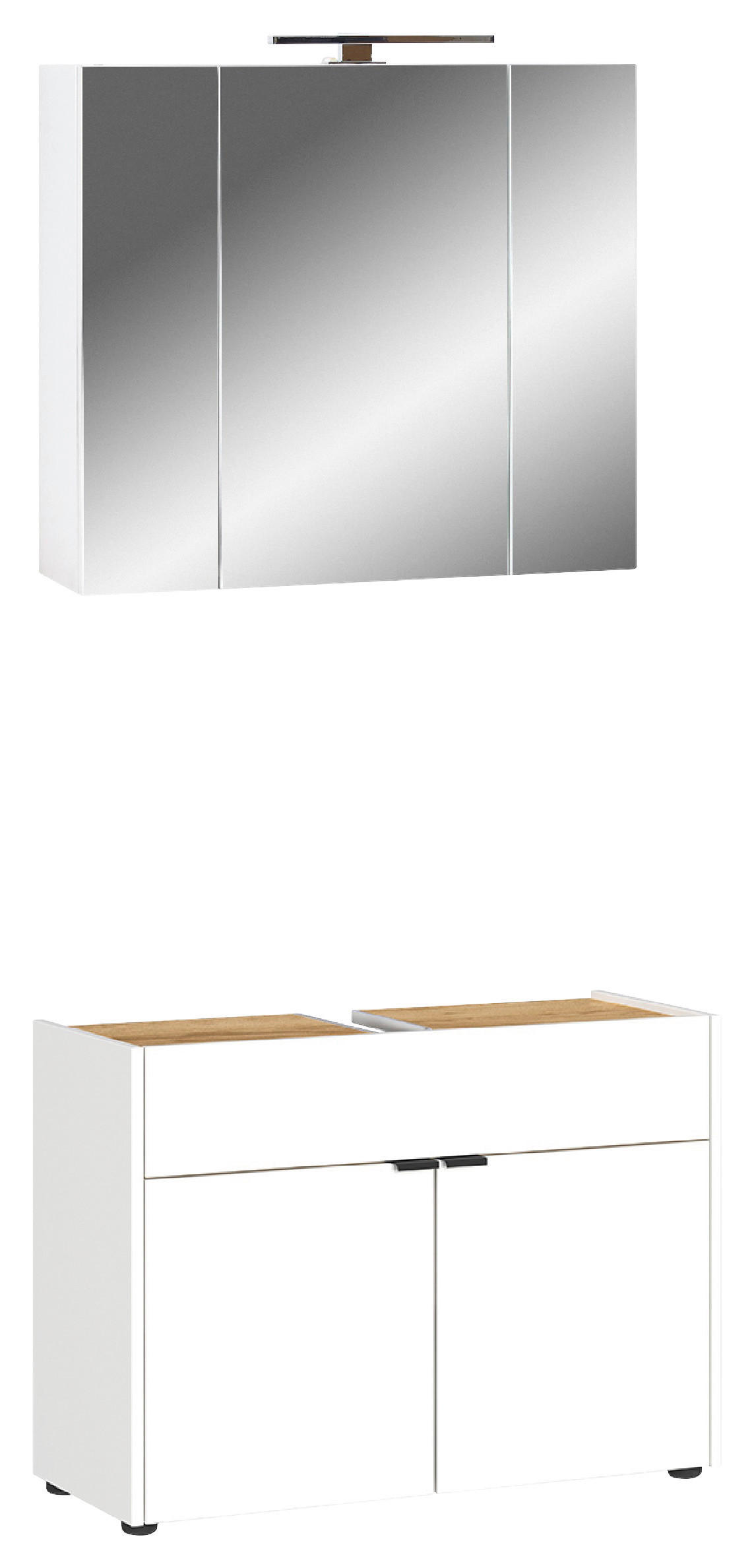 BADEZIMMER 2-teilig  in 80 cm  - Eichefarben/Schwarz, MODERN, Holzwerkstoff/Kunststoff (80cm) - Germania