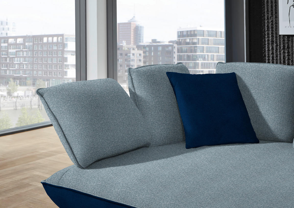 ECKSOFA Blau Flachgewebe  - Blau/Schwarz, Design, Textil/Metall (169/320cm) - Moderano