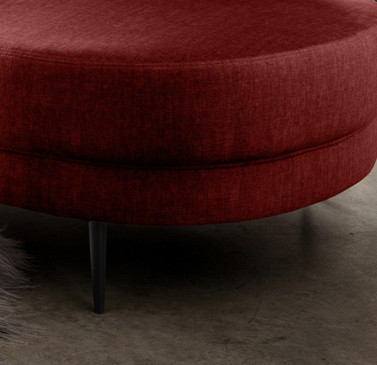 OTTOMANE in Velours Koralle  - Koralle/Schwarz, MODERN, Textil/Metall (211/85/101cm) - Livetastic