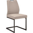 SCHWINGSTUHL  in Stahl Mikrofaser  - Creme/Schwarz, Design, Textil/Metall (47/58cm) - Dieter Knoll