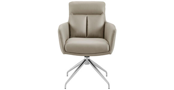 ARMLEHNSTUHL in Edelstahl Mikrofaser - Taupe/Edelstahlfarben, Design, Textil/Metall (62/89,5/65cm) - Novel