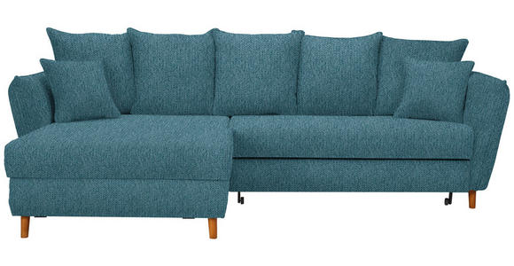 ECKSOFA in Webstoff Blau  284/162 cm  - Blau/Eichefarben, KONVENTIONELL, Holz/Textil (284/162cm) - Carryhome