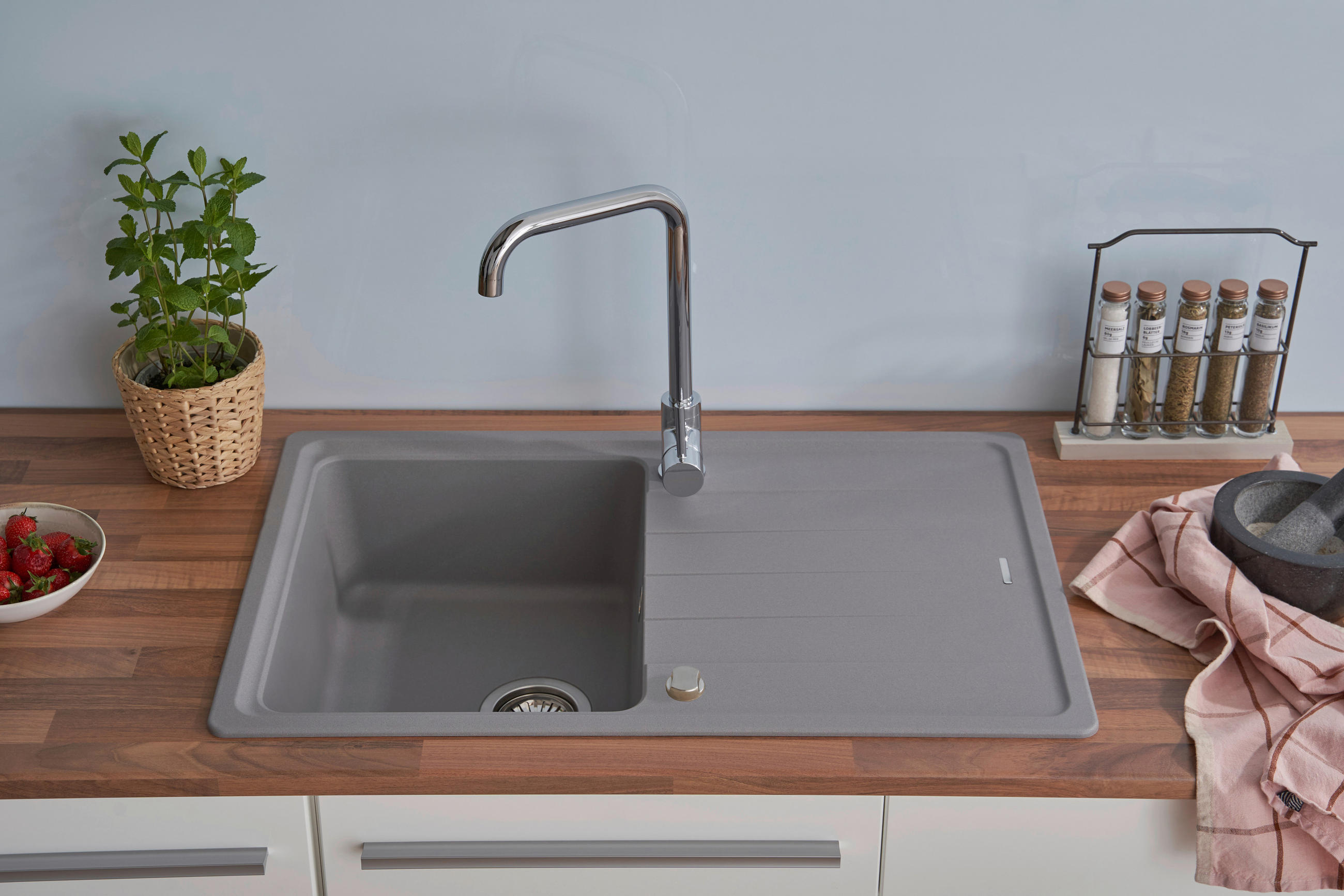 SPÜLE 1725COLUMBIA78X50G  - Grau, Trend, Stein (78/18,5/50cm) - Respekta