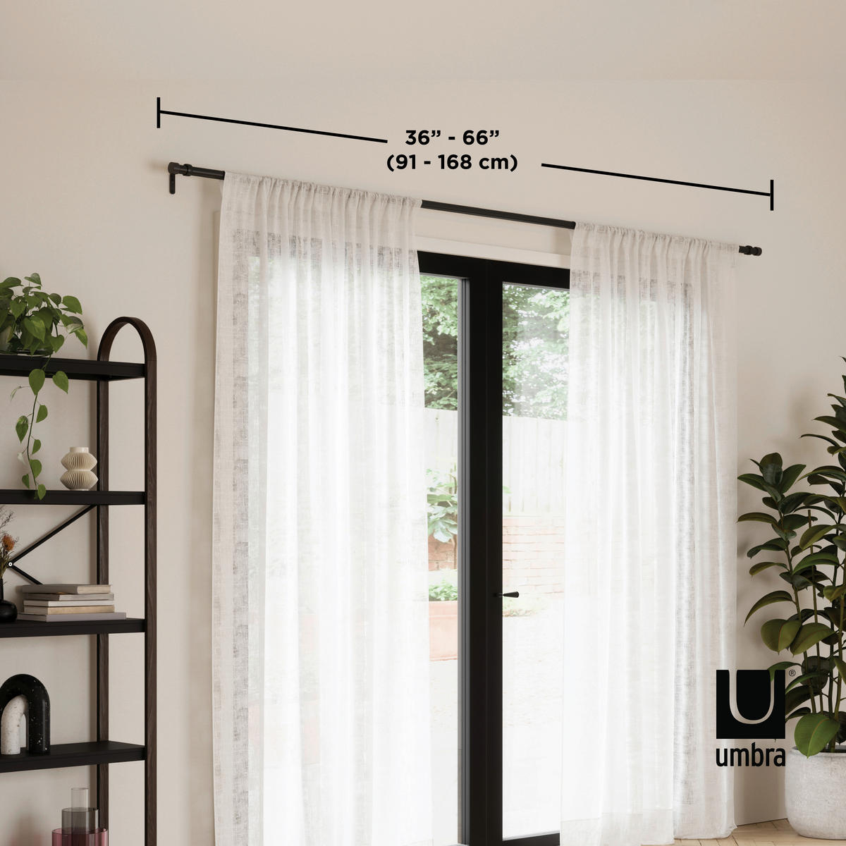 VORHANGSTANGENSET 91-168 cm  - Schwarz, KONVENTIONELL, Kunststoff/Metall (91-168cm) - Umbra