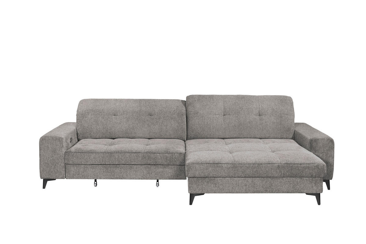 ECKSOFA SORELLA Grau Chenille Kopfteilverstellung, Sitztiefenverstellung  - Schwarz/Grau, Design, Kunststoff/Textil (328/182cm) - MID.YOU