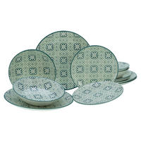 TAFELSERVICE Yara Petrol 12-teilig  - Weiß/Hellgrün, Basics, Keramik - Creatable