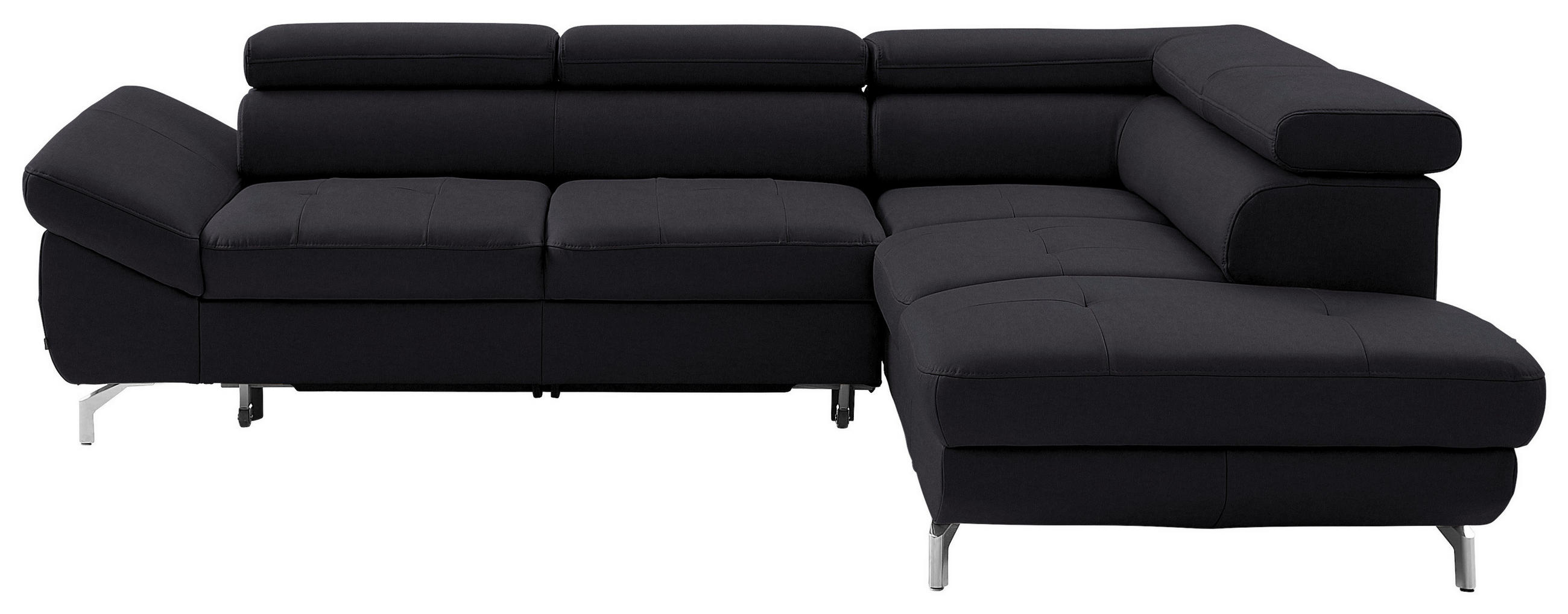 ECKSOFA in Echtleder Dunkelbraun  - Dunkelbraun/Silberfarben, Design, Leder/Metall (270/220cm) - Novel