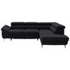 ECKSOFA in Echtleder Dunkelbraun  - Dunkelbraun/Silberfarben, Design, Leder/Metall (270/220cm) - Novel