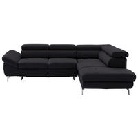 ECKSOFA in Echtleder Dunkelbraun  - Dunkelbraun/Silberfarben, Design, Leder/Metall (270/220cm) - Novel