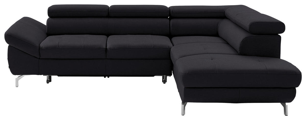ECKSOFA in Echtleder Dunkelbraun  - Dunkelbraun/Silberfarben, Design, Leder/Metall (270/220cm) - Novel