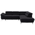 ECKSOFA Dunkelbraun Echtleder  - Dunkelbraun/Silberfarben, Design, Leder/Metall (270/220cm) - Novel