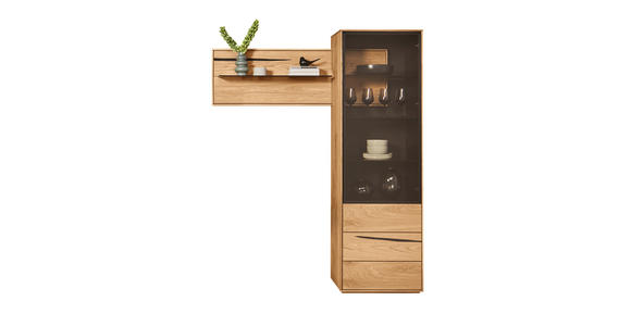 VITRINE  in furniert Wildeiche Schwarz, Eichefarben - Eichefarben/Schwarz, Natur, Glas/Holz (154/192/40cm) - Waldwelt