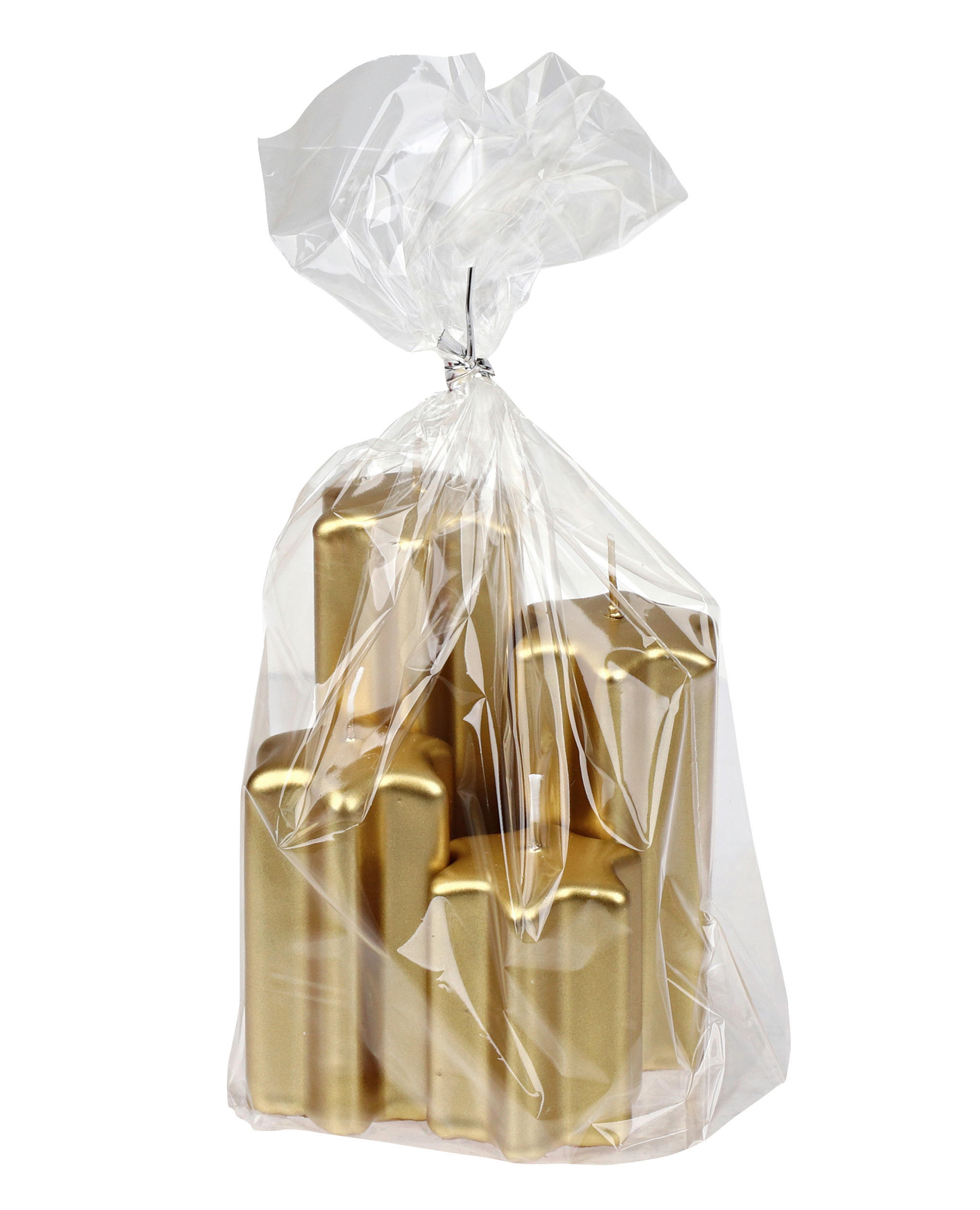 STUMPENKERZENSET  - Goldfarben, Konventionell, Paraffin (10,0/12,0cm)