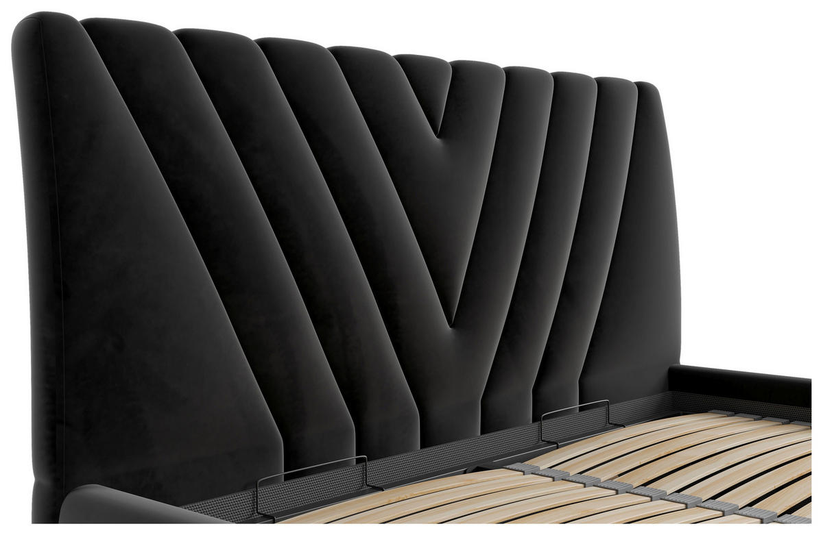 POLSTERBETT Lattenrost, Bettkasten 140/200 cm  in Schwarz  - Chromfarben/Schwarz, KONVENTIONELL, Holz/Kunststoff (140/200cm) - Boxxx