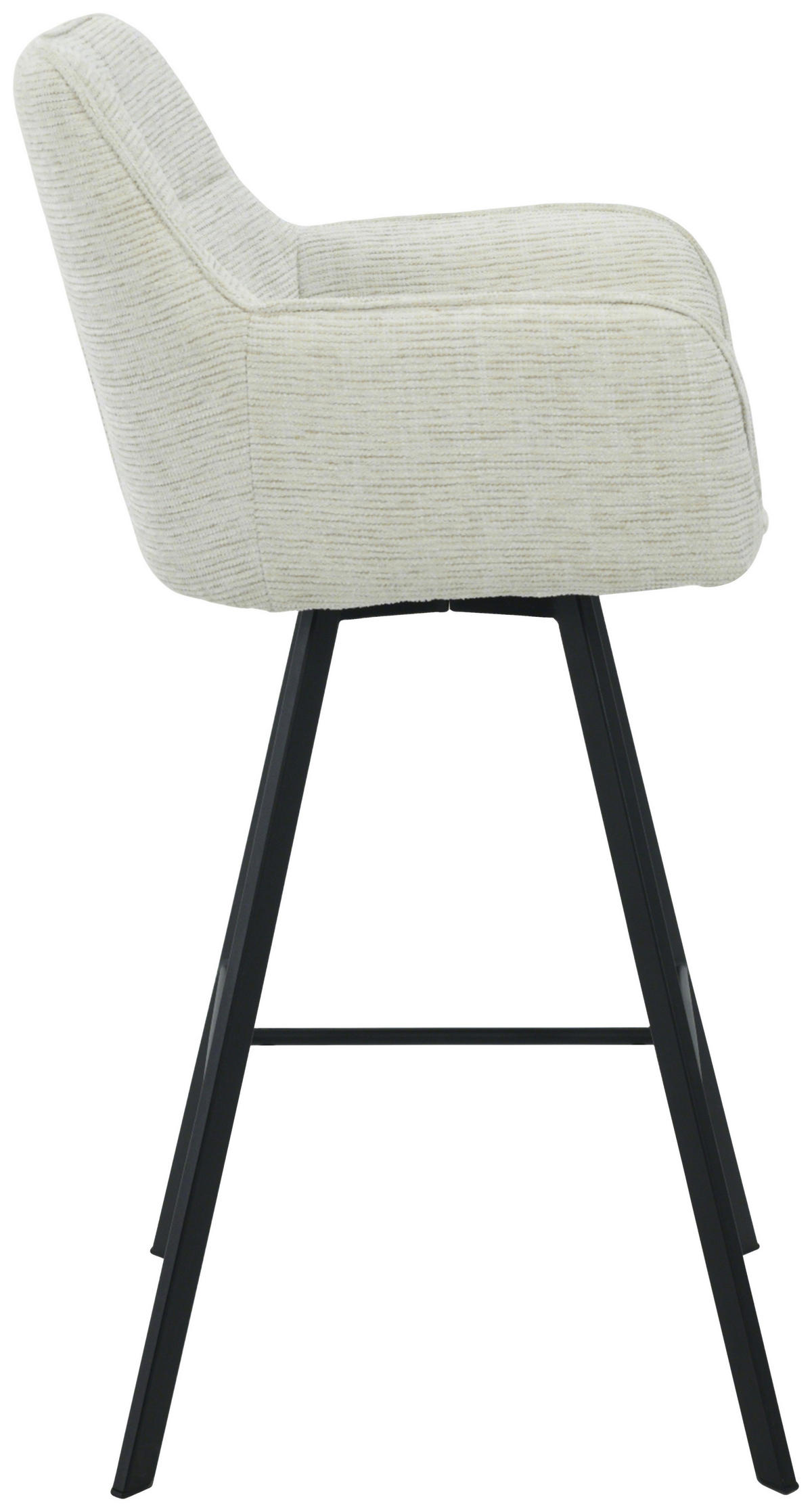 BARHOCKER Struktur Schwarz, Beige Eisen Sitzfläche 180° drehbar, automatische Rückholfunktion  - Beige/Schwarz, Design, Textil/Metall (55/108/58,5cm) - Carryhome