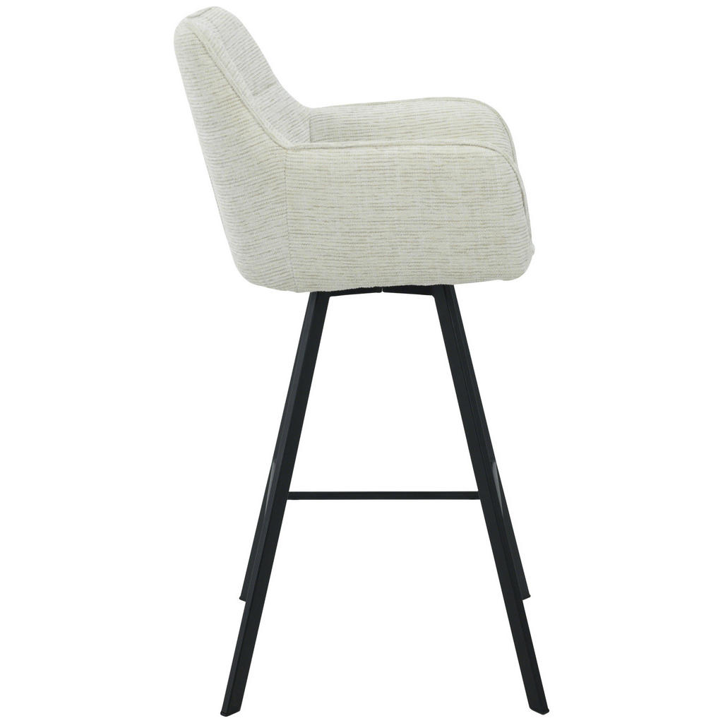 Thumbnail - Carryhome Barhocker, Schwarz, Beige, Metall, Textil, eckig, Flachrohr, 55x108x58.5 cm, Sitzfläche 180° drehbar, automati...